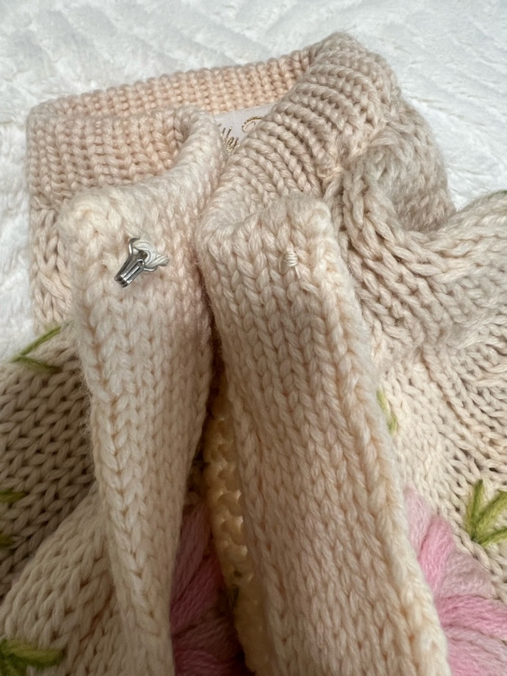 Vintage Fully FashionedHand Embroidered Wool Floral Cardigan Sweater Cottagecore - Picture 9 of 14